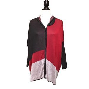 Joseph A Colorblock Oversized Zip Front Sweater M